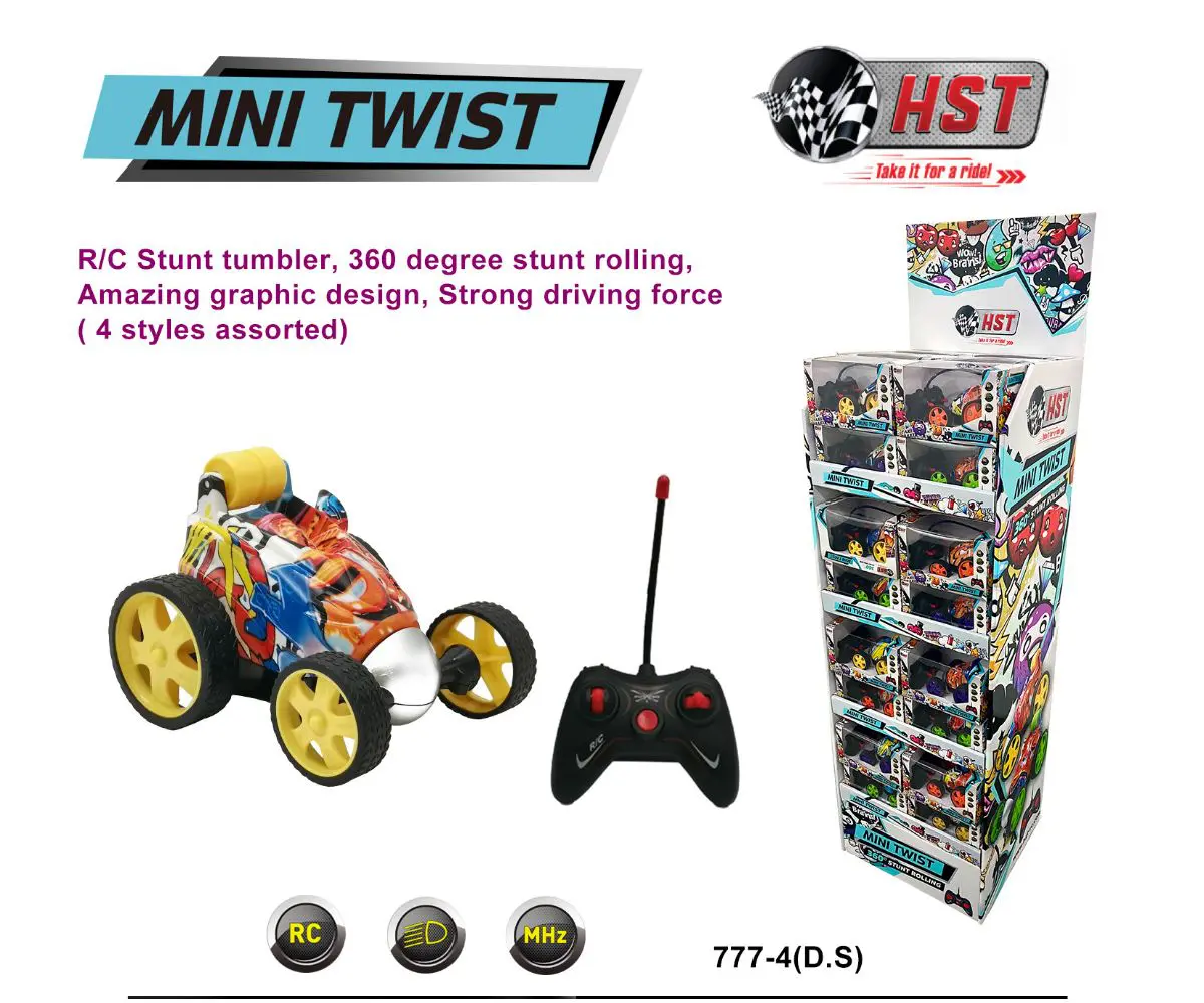 RC stunt car with remote and display.