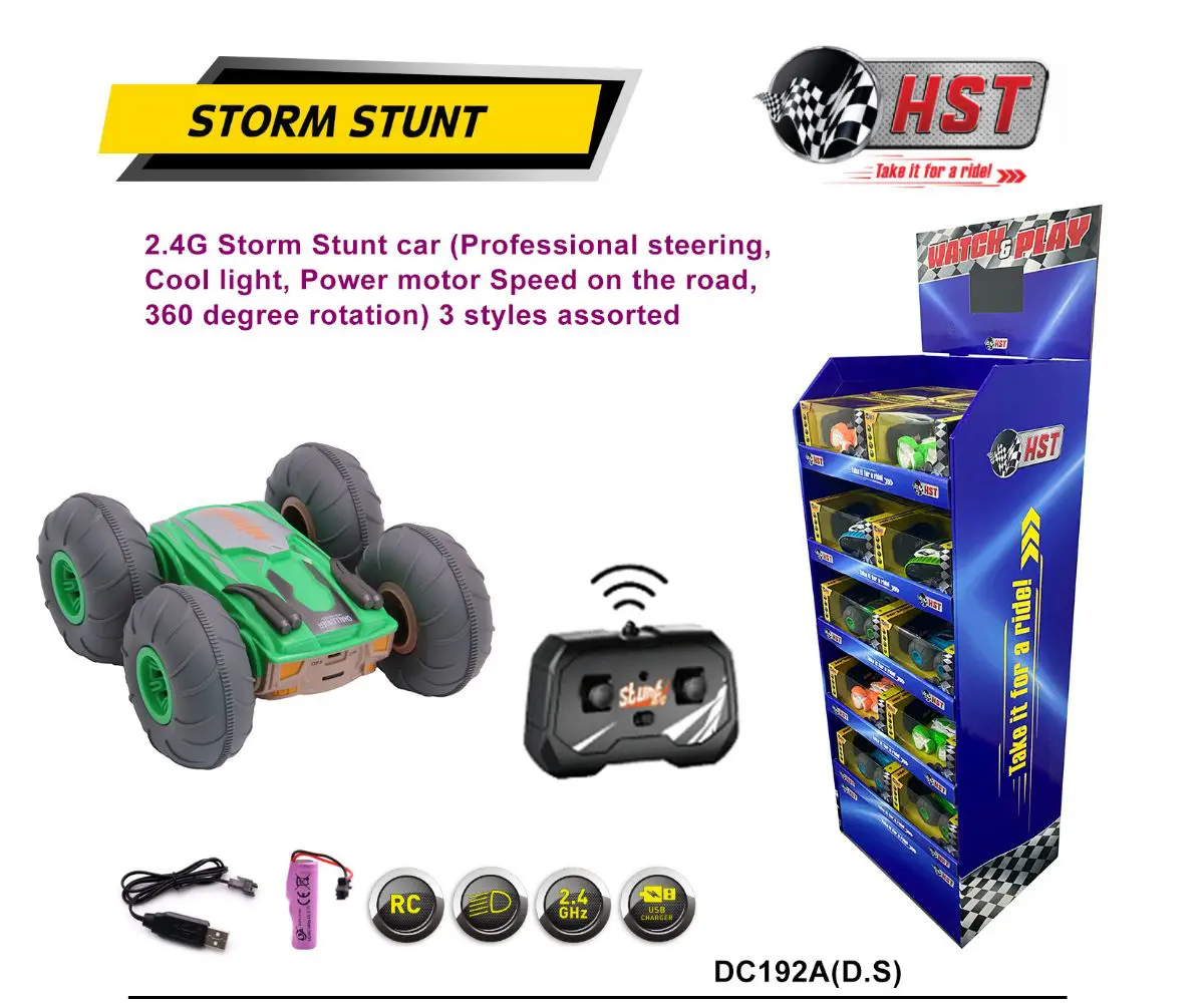 RC stunt car with remote control.