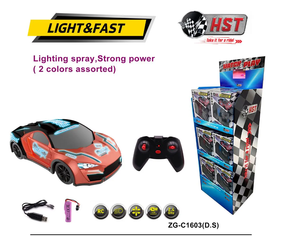 Remote control car with packaging display.